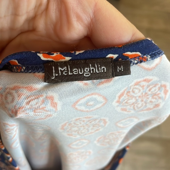 [J. McLaughlin] Blue/Orange Mandala Pattern Blouse - Size Medium - Picture 3 of 4